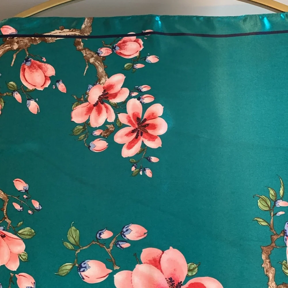 Elegant Floral Scarf Square Floral Scarf - Picture 10 of 16